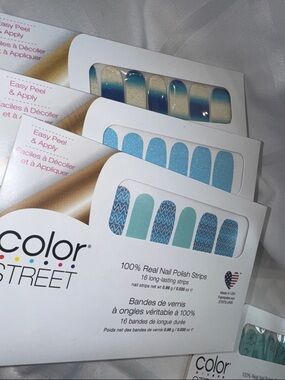 Color Street nail polish strips 3 blue fun sets  each 16 count and NIP